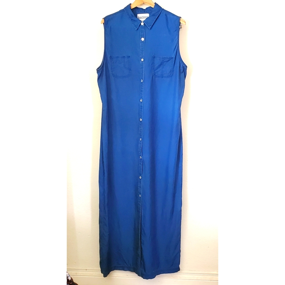 20 Women's Y2K Sleeveless Blue Button Dress